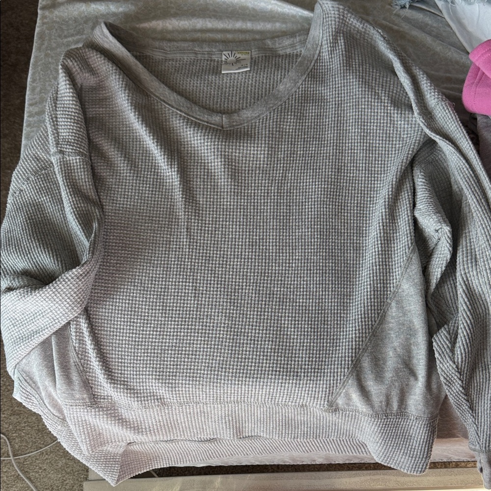 Elegant V-Neck Gray Sweater for Women
